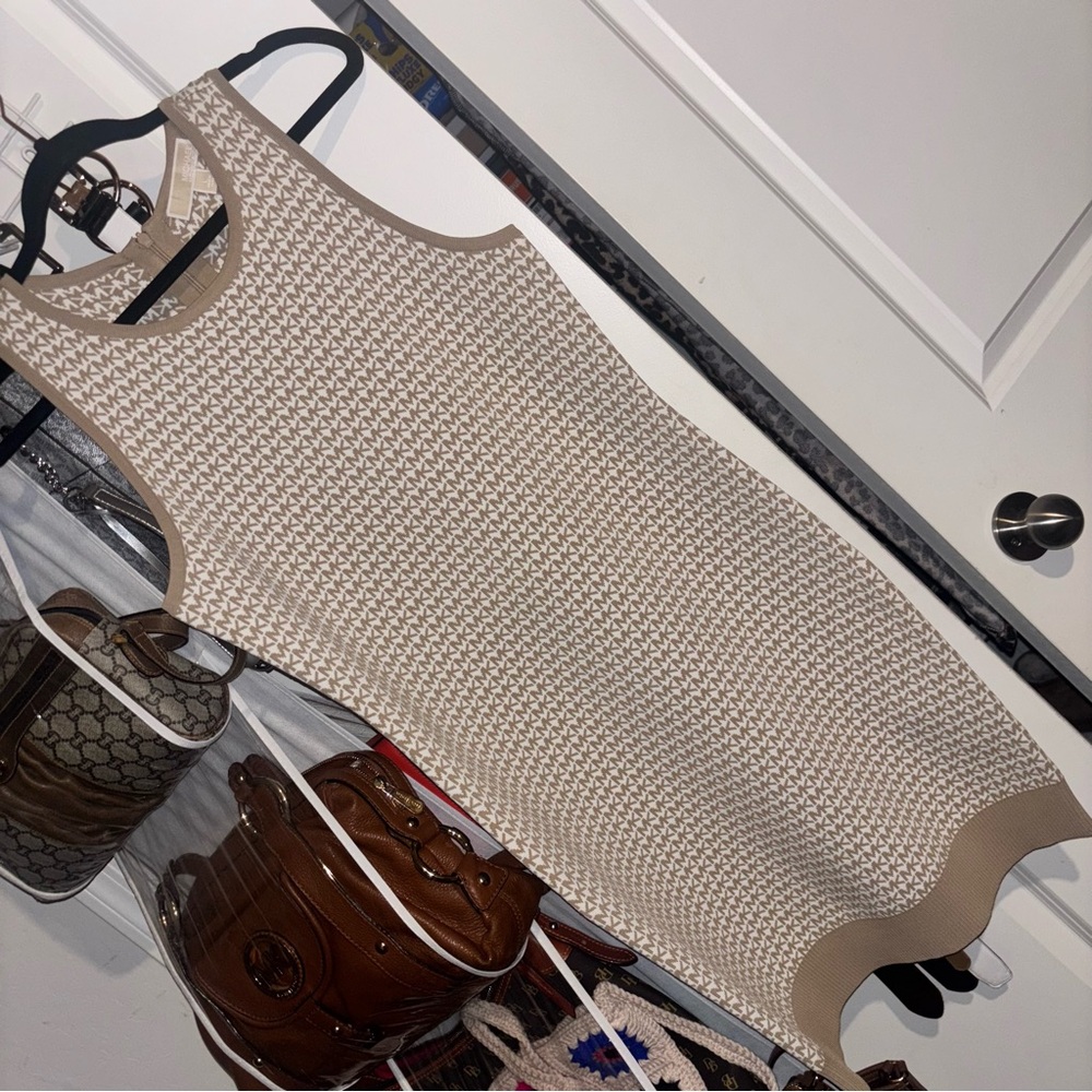Michael Kors Beige and White Monogram Dress